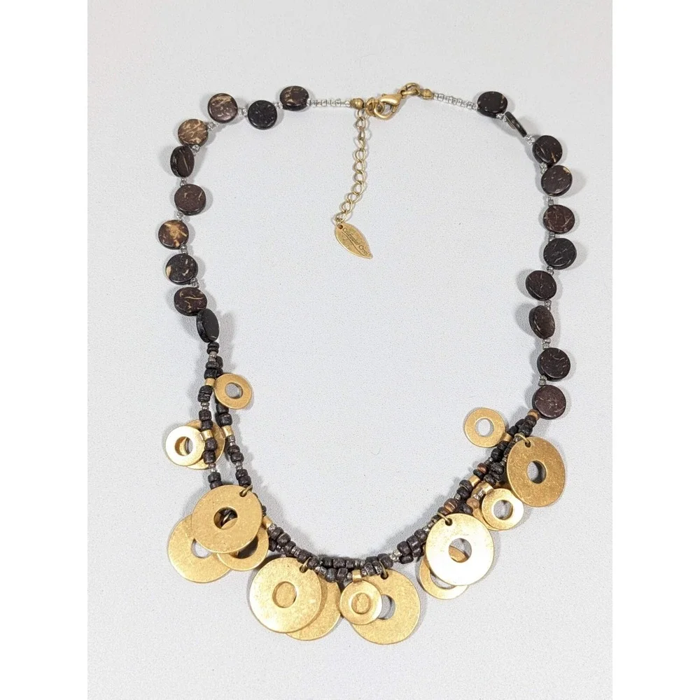 Coldwater Creek Gold Disc Layered Necklace Boho Tribal‎ 19